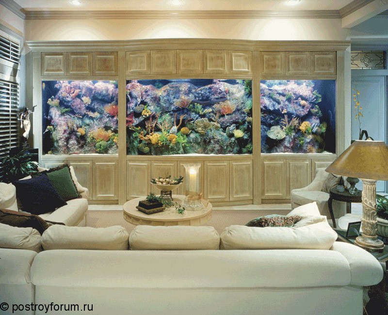 дизайн комнаты с аквариумом