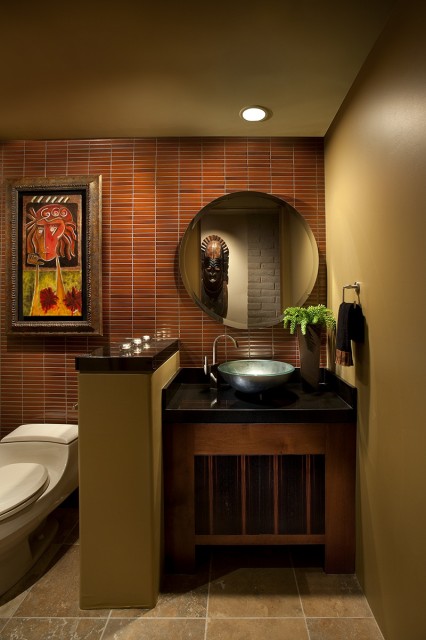 Фото дизайна ванной комнаты в теплых тонах