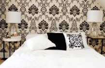Современный дизайн спальной в черно-белых тонах  